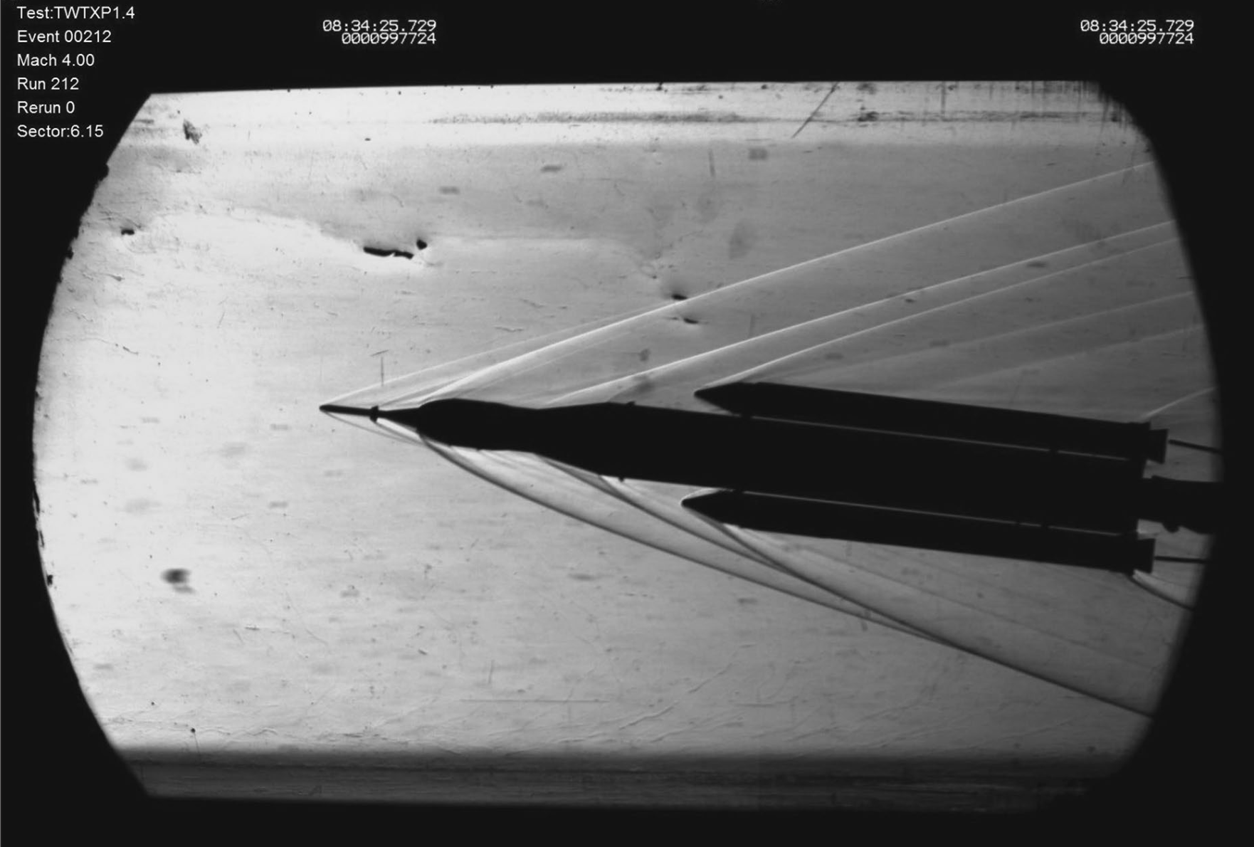 Observe the attached oblique shocks on the launch vehicle J. D. Anderson, “Modern Compressible Flow with Historical Perspective,” Third Edition, McGraw Hill Professional, New York, 2003.